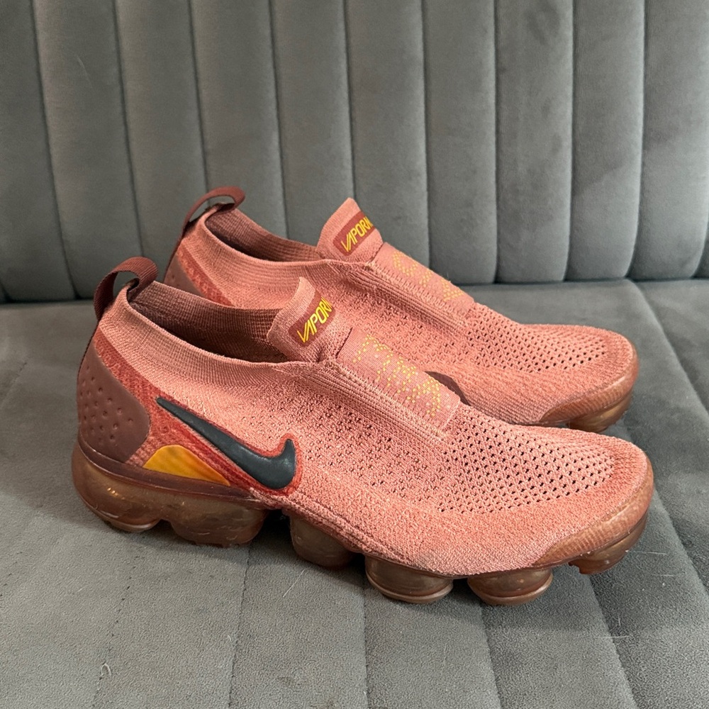 Nike Flyknit Slip-On Sneakers in Coral and Gold